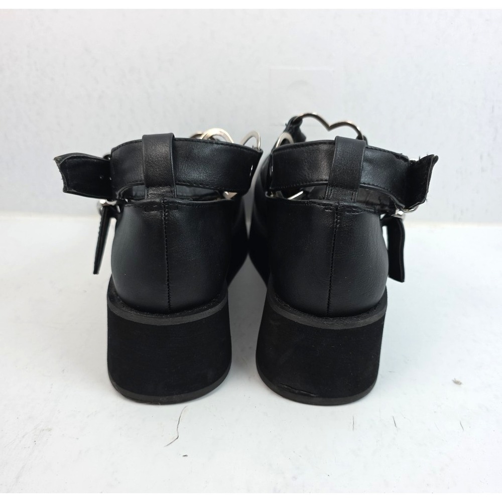 Demonia Sprite-02 Women's Size 8 Black Mary Janes Heart Buckles Platform Goth - Picture 4 of 11